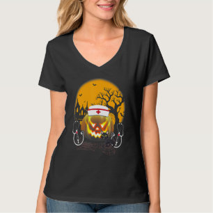 Cute Nurse Costume Halloween Stethoscope Pumpkin T-Shirt