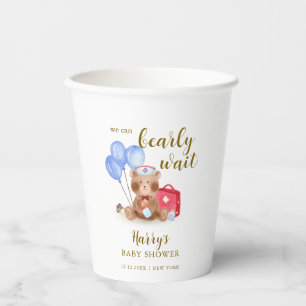 Cute Nurse Doctor Teddy Bear Balloon Baby Shower  Paper Cups