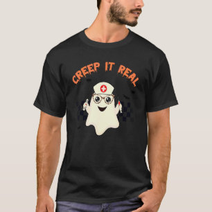 Cute Nurse Ghost Creep It Real  Halloween T-Shirt