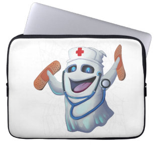 Cute Nurse Ghost Halloween Laptop Sleeve