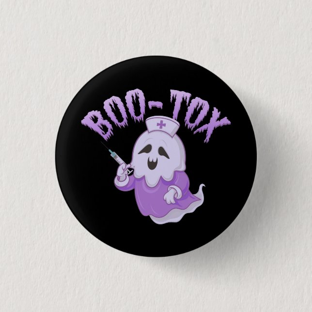 Cute Nurse Ghost with Botox Injection Funny Spooky 3 Cm Round Badge (Front)