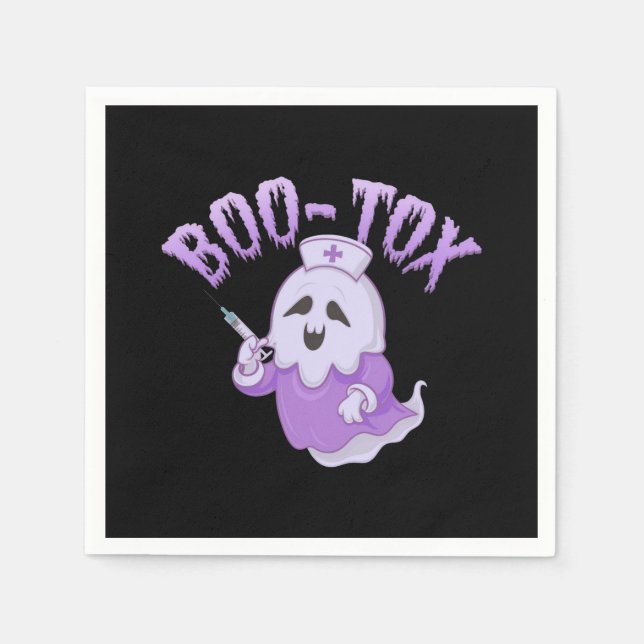 Cute Nurse Ghost with Botox Injection Funny Spooky Napkin (Front)
