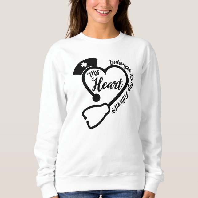 cute Nurse heart word art Sweatshirt (Front)