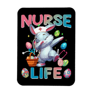Cute Nurse Life Dabbing Easter Bunny Magnet