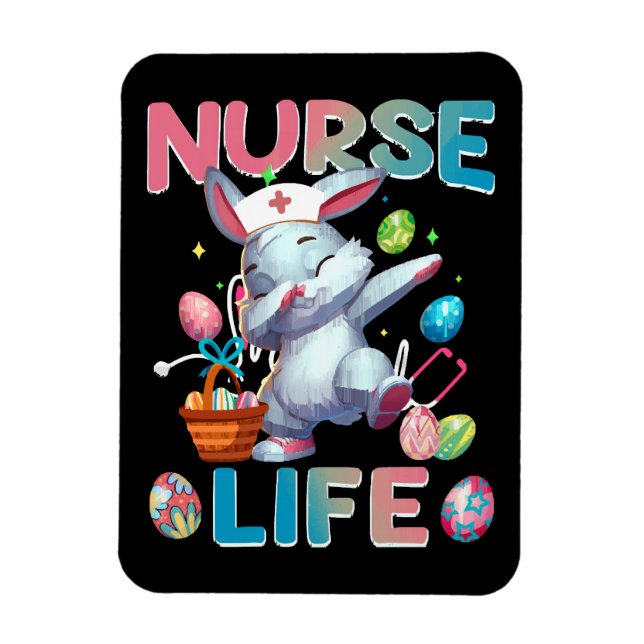 Cute Nurse Life Dabbing Easter Bunny Magnet (Vertical)