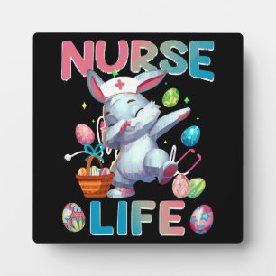 Cute Nurse Life Dabbing Easter Bunny Plaque