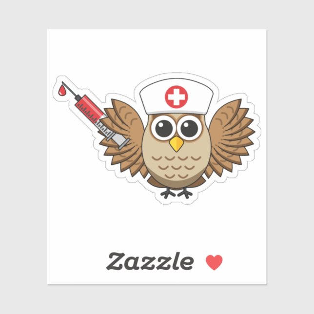 Cute Nurse Owl with Syringe Cartoon (Sheet)