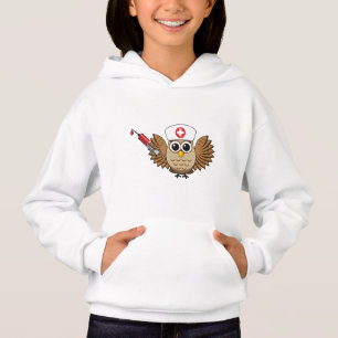 Cute Nurse Owl with Syringe Cartoon