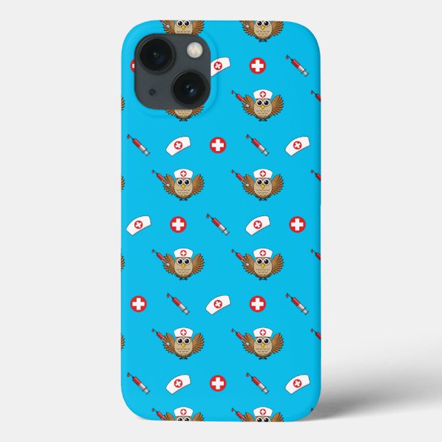 Cute Nurse Owl with Syringe Cartoon Case-Mate iPhone Case (Back)