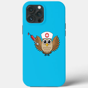 Cute Nurse Owl with Syringe Cartoon iPhone 13 Pro Max Case