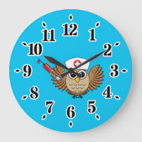 Cute Nurse Owl with Syringe Cartoon