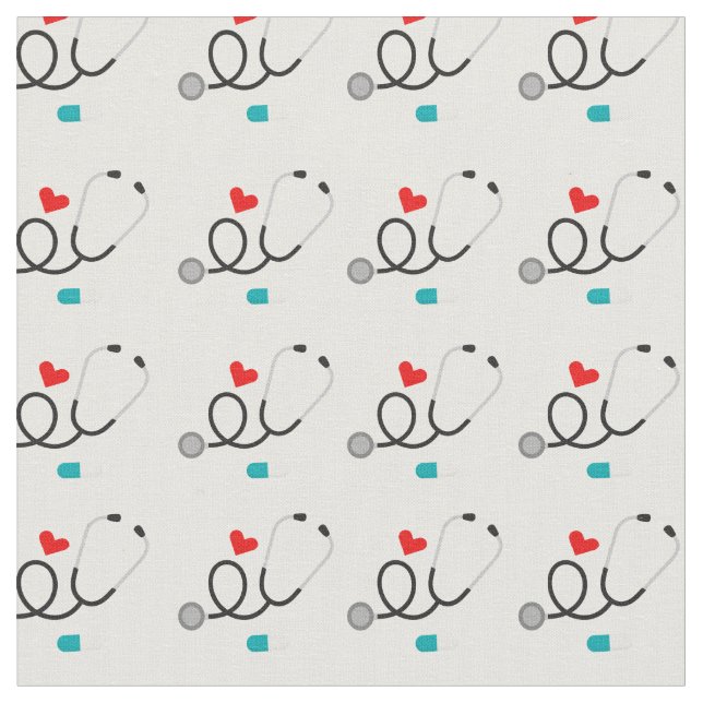 Cute nurse pattern work related material fabric (Close Up)