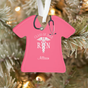 Cute Nurse Pink Scrub Top Keepsake Personalised Ornament