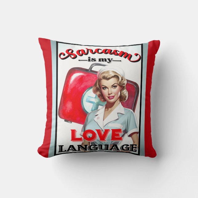 Cute Nurse Pinup_ Love Language Cushion (Front)