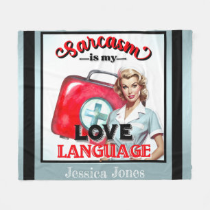 Cute Nurse Pinup_ Love Language Fleece Blanket