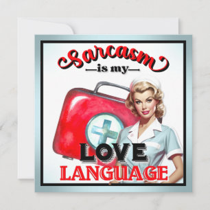 Cute Nurse Pinup_ Love Language Holiday Card