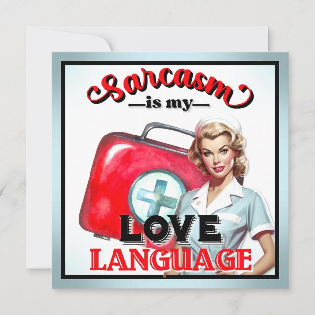Cute Nurse Pinup_ Love Language Holiday Card (Front)