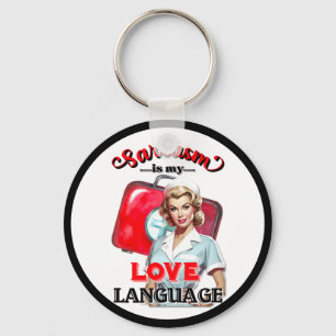 Cute Nurse Pinup_ Love Language Key Ring