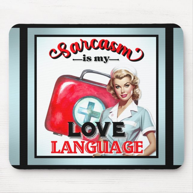 Cute Nurse Pinup_ Love Language Mouse Pad (Front)