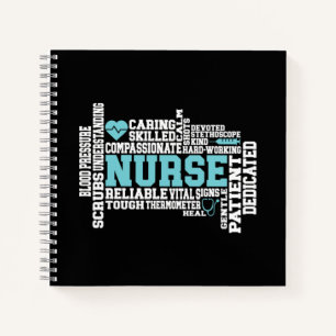 Cute Nurse RN LVN Nursing School Medical Notebook