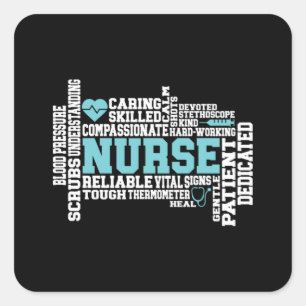 Cute Nurse RN LVN Nursing School Medical Square Sticker