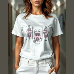 cute nurse stethoscope and syringe with bow nurse Tri-Blend shirt