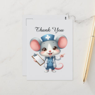 Cute Nurse thank you mouse Postcard