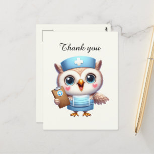 Cute Nurse thank you owl Postcard