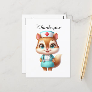 Cute Nurse thank you squirrel Postcard