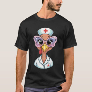 Cute Nurse Turkey Face Sunglasses Butterfly Fall H T-Shirt