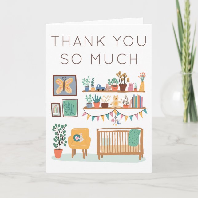 Cute Nursery BABY SHOWER GIFTS Thank You Card (Front)