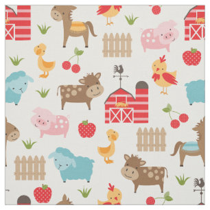 Cute Nursery Farm Animals Fabric