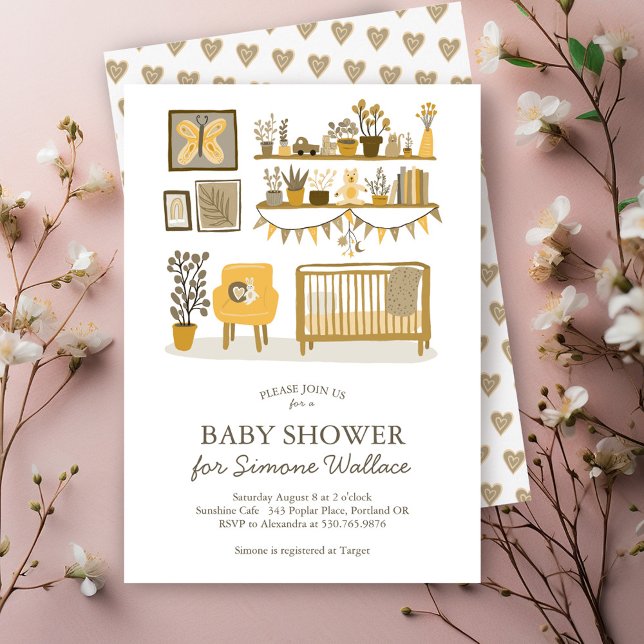  Cute Nursery Illustration CUSTOM BABY SHOWER Invitation (Cute Nursery Illustration CUSTOM BABY SHOWER Invitation)