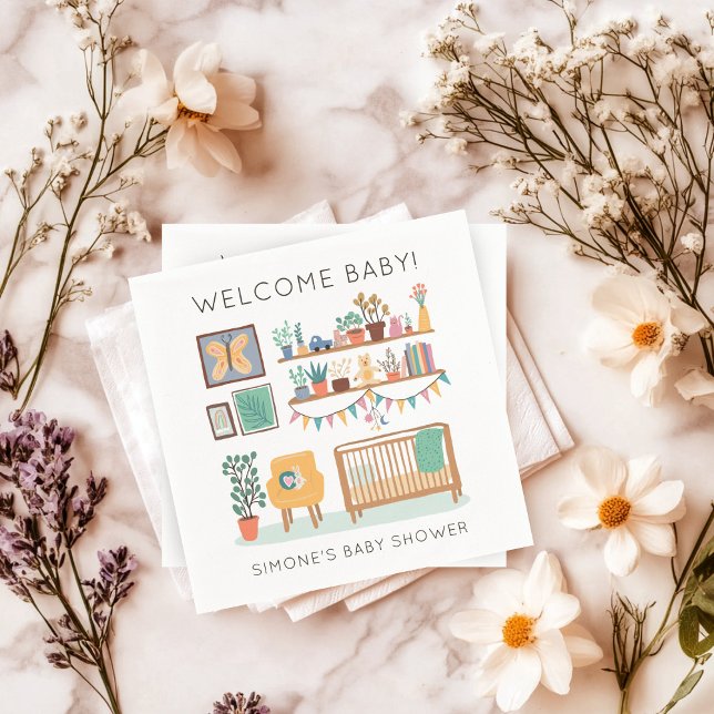 Cute Nursery Illustration CUSTOM BABY SHOWER  Napkin (Cute Nursery Illustration CUSTOM BABY SHOWER Napkins
)