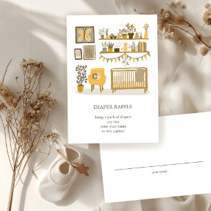 Cute Nursery Illustration CUSTOM Diaper Raffle Enclosure Card