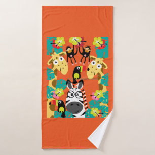 Cute nursery jungle animals decor bath towel
