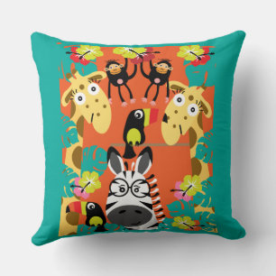 Cute nursery jungle animals decor cushion