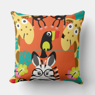 Cute nursery jungle animals decor cushion