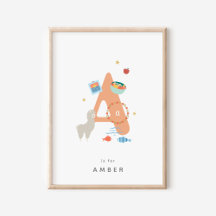 Cute Nursery Personalised Alphabet Letter A
