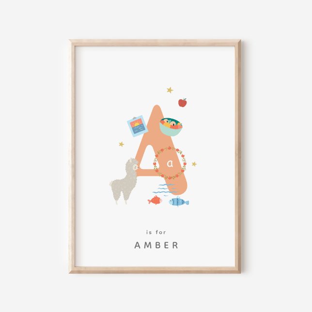 Cute Nursery Personalised Alphabet Letter A  Poster (Creator Uploaded)