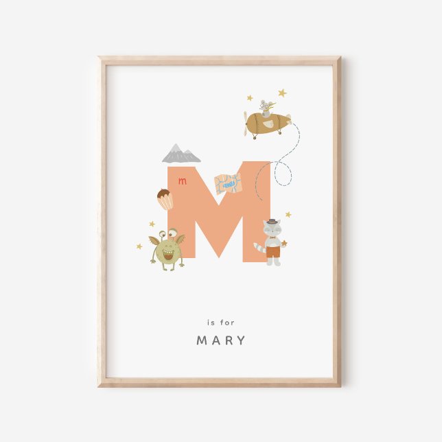 Cute Nursery Personalised Alphabet Letter M Poster (Creator Uploaded)