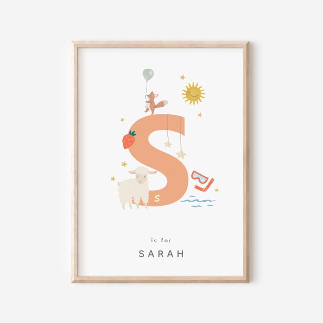 Cute Nursery Personalised Alphabet Letter S Poster (Creator Uploaded)