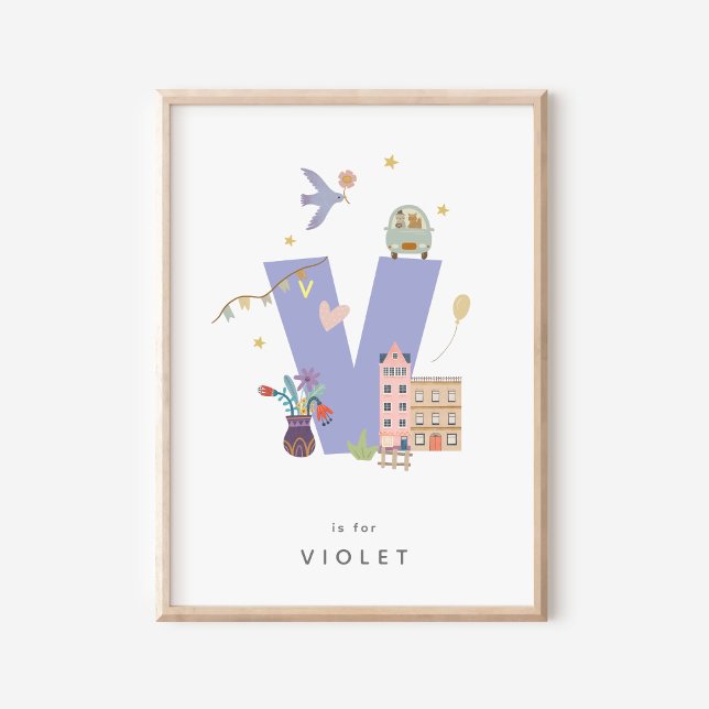Cute Nursery Personalised Alphabet Letter V Poster (Creator Uploaded)