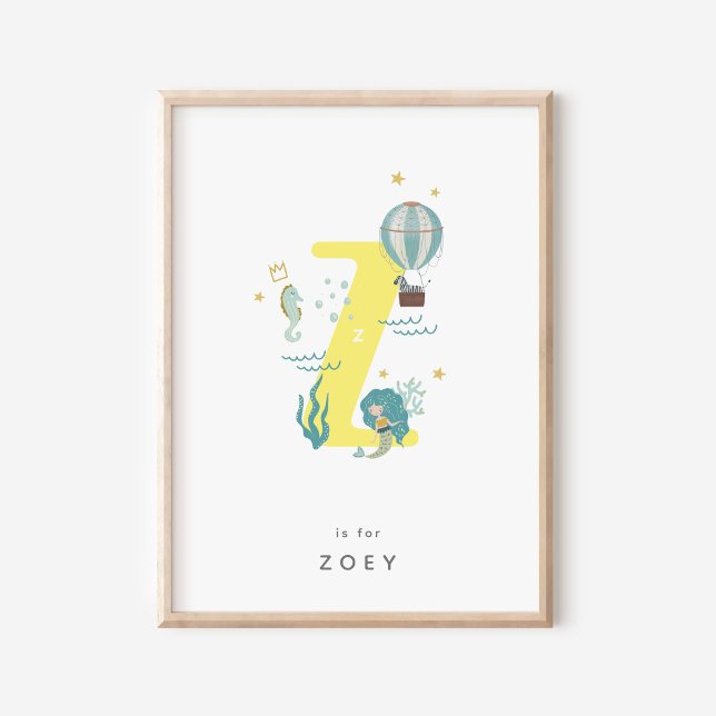 Cute Nursery Personalised Alphabet Letter Z Poster (Creator Uploaded)