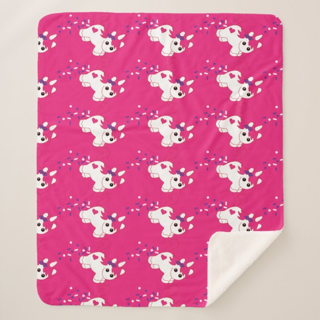 Cute Nursery Unicorn Decor   Sherpa Blanket (Front)