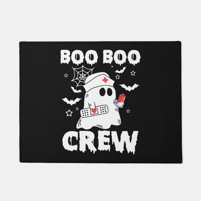 Cute Nursing Boo Boo Crew Halloween Nurse Ghost Doormat (Front)