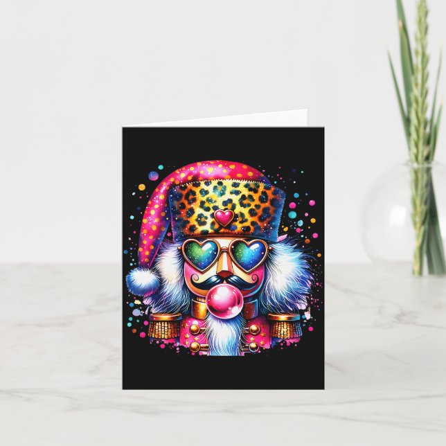 Cute Nutcracker Blowing Bubble Gum Nk Christmas Pa Card (Front)