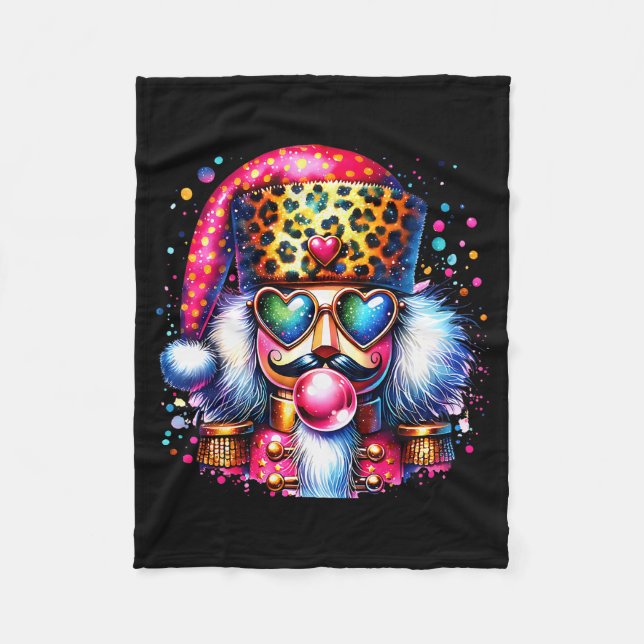 Cute Nutcracker Blowing Bubble Gum Nk Christmas Pa Fleece Blanket (Front)