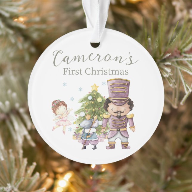 Cute Nutcracker Christmas Custom Photo Ornament (Tree)