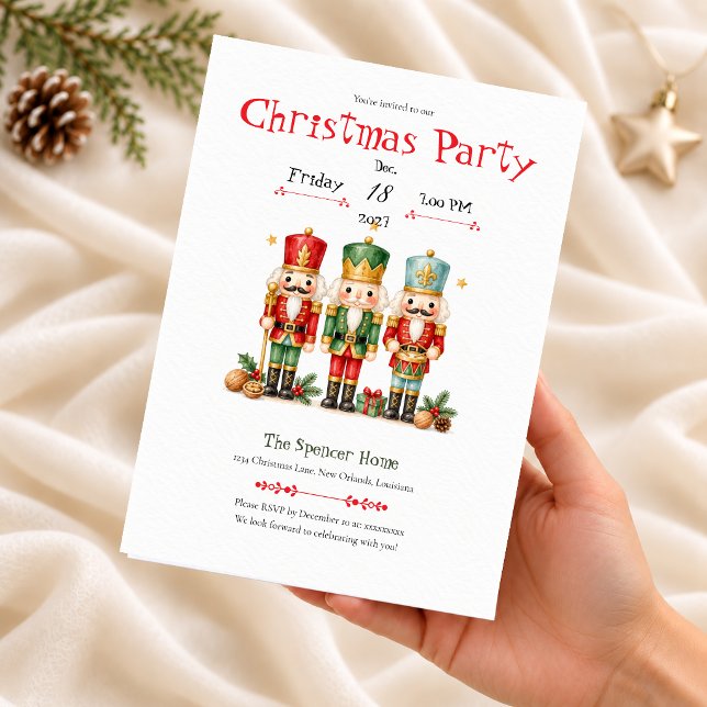 Cute Nutcracker Christmas Party Invitation (Creator Uploaded)